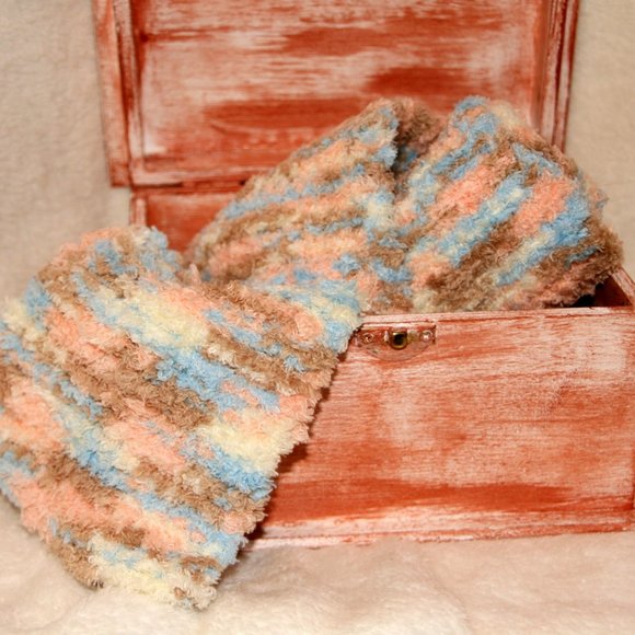 Handmade Blue , Orange Brown & Scarf Gift Set - Picture 2 of 6